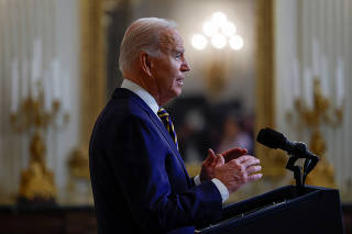U.S. President Biden delivers remarks urging Congress to pass the Emergency National Security Supplemental Appropriations Act, in Washington
