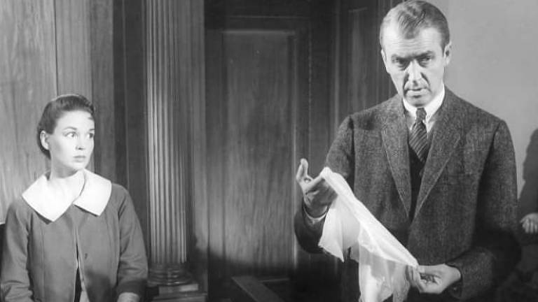 Os atores James Stewart e Kathryn Grant em"Anatomia de um Crime" (1959)