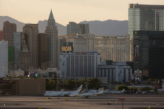 Jets at Harry Reid International Airport in Las Vegas, Aug. 24, 2017. (Bridget Bennett/The New York Times)