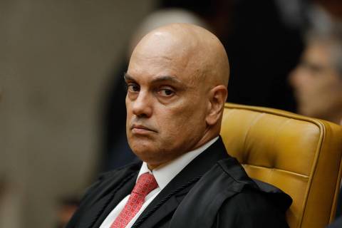 Brazilian Supreme Court judge Alexandre de Moraes attends the solemn opening session of the 2024 judicial year in Brasilia on February 1, 2024. (Photo by Sergio Lima / AFP) ORG XMIT: Editor