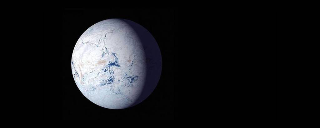 planeta terra coberto em sua maioria por gelo