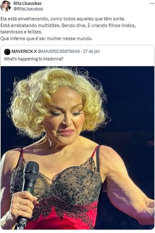 Madonna em publicação no X (e-Twitter)