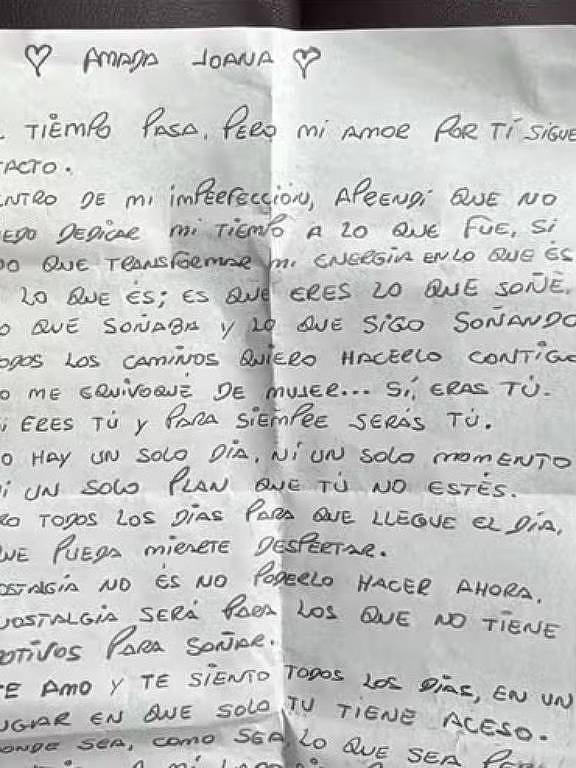 Carta escrita por Daniel Alves na prisão