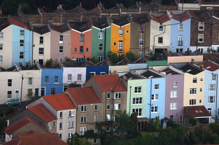 FILE PHOTO: Painted rows of houses are seen in Bristol