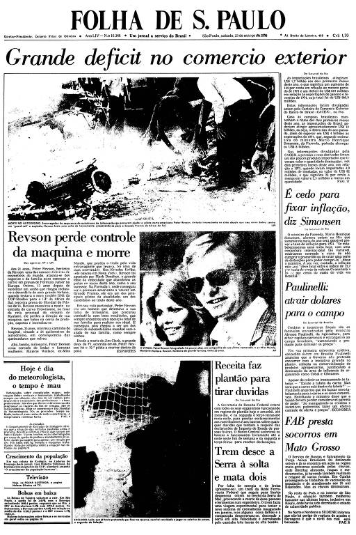 Primeira Página da Folha de 23 de março de 1974