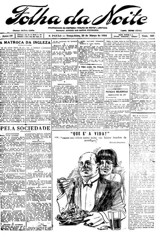 Primeira Página da Folha da Noite de 25 de março de 1924