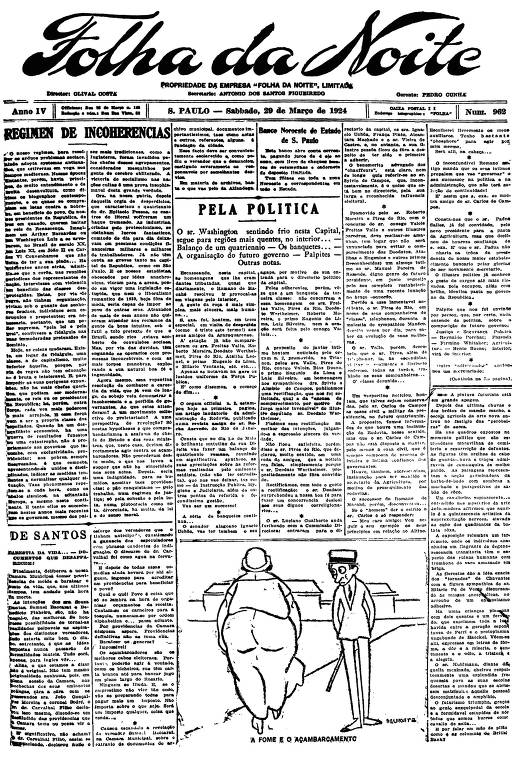 Primeira Página da Folha da Noite de 29 de março de 1924