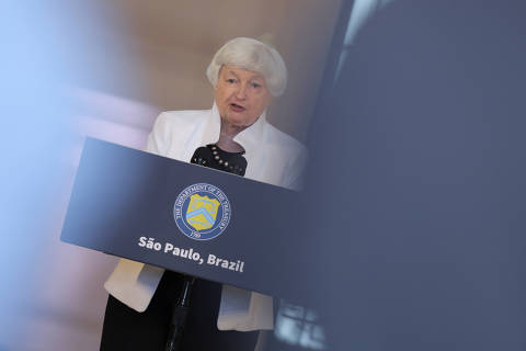 U.S. Treasury Secretary Janet Yellen speaks during a press conference to highlight her key priorities for the G20 Finance Ministers and Central Bank Governors meetings, in Sao Paulo, Brazil, February 27, 2024. REUTERS/Carla Carniel  ORG XMIT: GGG-SAO102