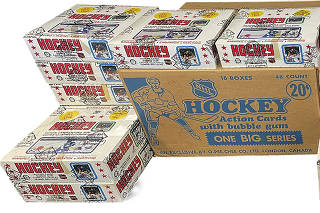 An undated photo provided by Heritage Auctions, HA.com shows a sealed case filled with unopened boxes of Canadian hockey trading cards. (Heritage Auctions, HA.com via The New York Times)