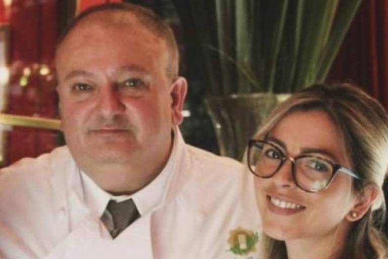 Sibele Soglia posa com o chef Erick Jacquin; ela morreu em decorrência de um câncer