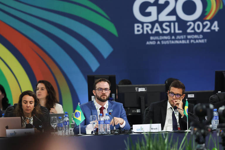 Dario Durigan, secretário-executivo do Ministério da Fazenda e Roberto Campos Neto, presidente do Banco Central, em evento do G20, em São Paulo