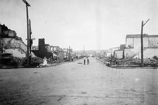 FILE PHOTO: A view of the Greenwood neighborhood after a mob passed during the race massacre in Tulsa