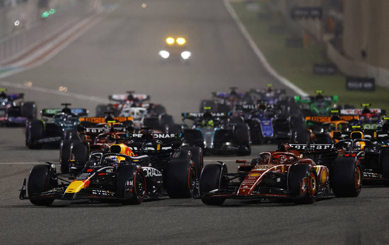 Primeira largada do ano, no Bahrein, tem Max Verstappen disparando à frente dos rivais