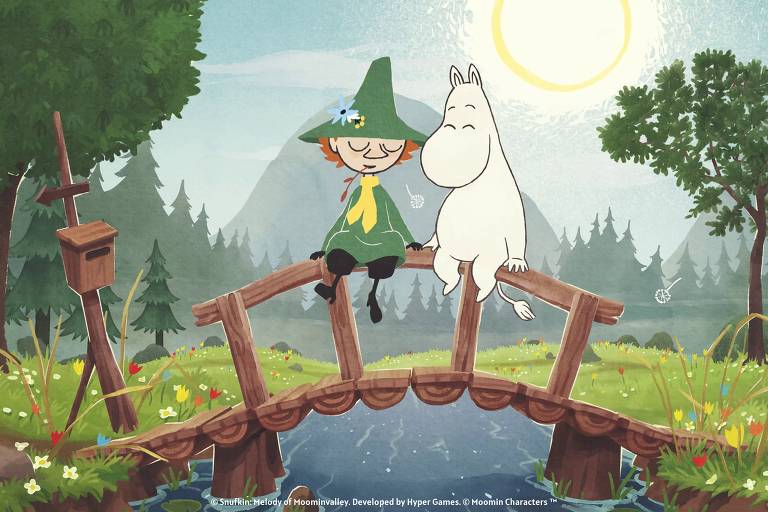 Imagem mostra cena do jogo Snufkin: Melodia do Vale dos Moomins