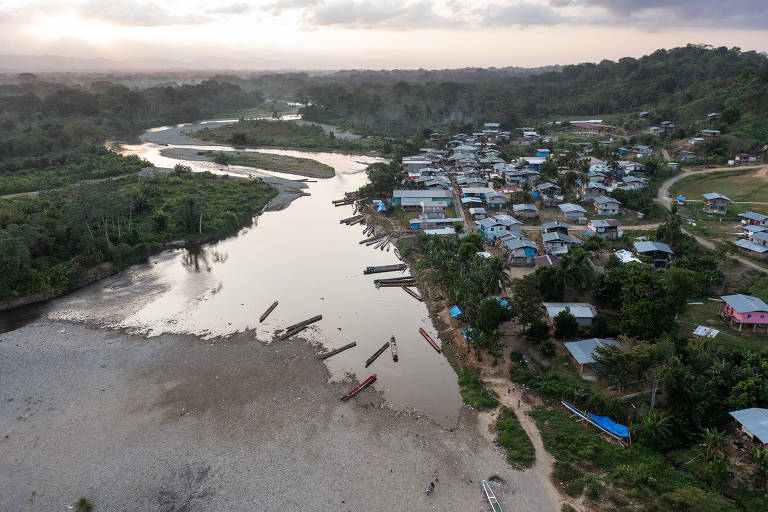 Imagem aérea de Bajo Chiquito, a comunidade indígena transformada pela migração