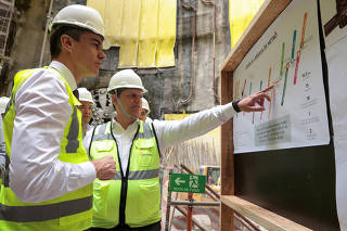 Spain's Prime Minister Pedro Sanchez visits Sao Paulo Metro construction