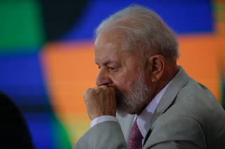 O presidente Luiz Inácio Lula da Silva (PT) durante entrevista coletiva