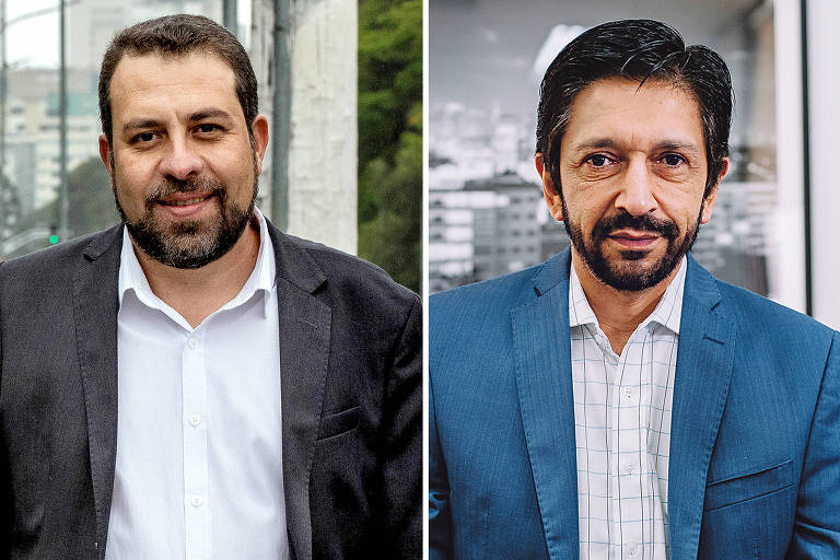 O deputado federal Guilherme Boulos (PSOL-SP) e o prefeito Ricardo Nunes (MDB), ambos pré-candidatos à Prefeitura da capital paulista