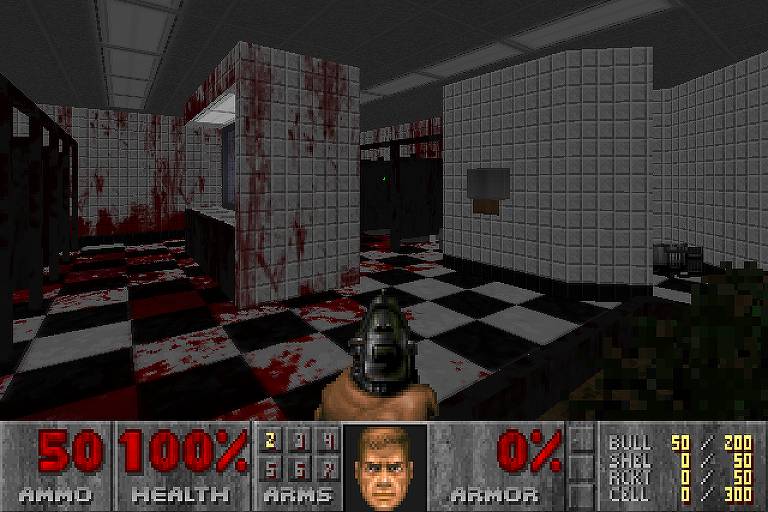 Cena do jogo 'MyHouse.wad', mod de 'Doom 2'