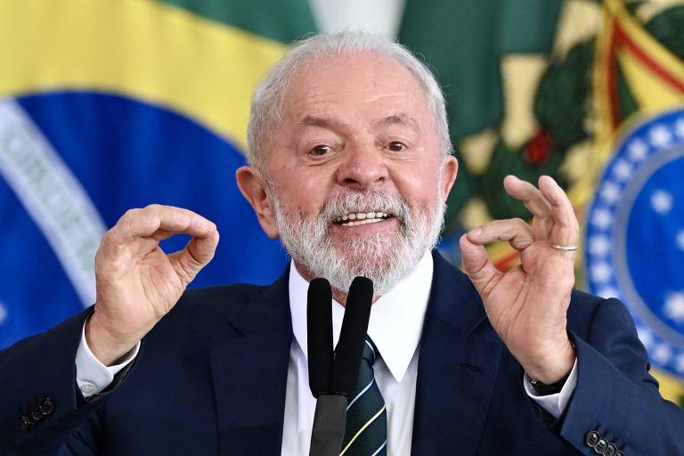 O presidente Lula (PT) discursa em evento no Palácio do Planalto, em Brasília