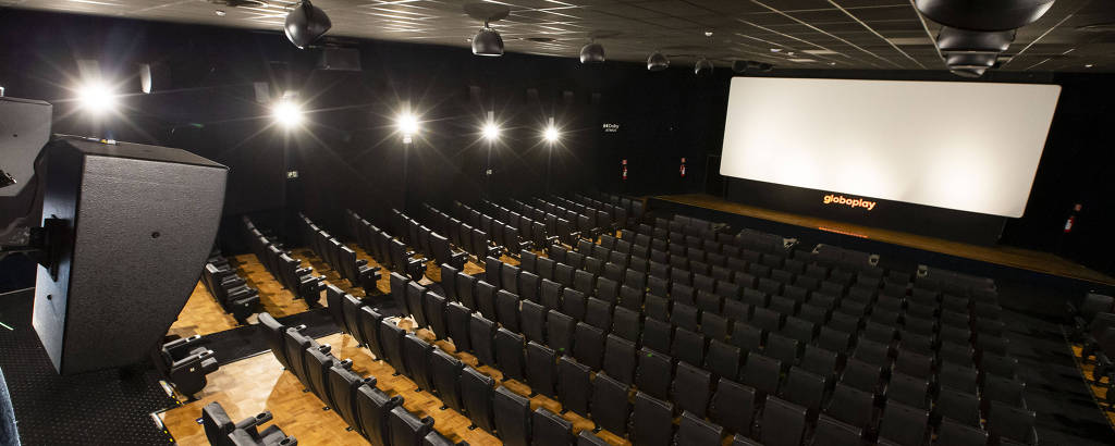 Caixa de som da sala 1 do Cine Marquise, equipada com Dolby Atmos