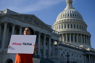 Demonstration against crackdown legislation on TikTok on Capitol Hill.