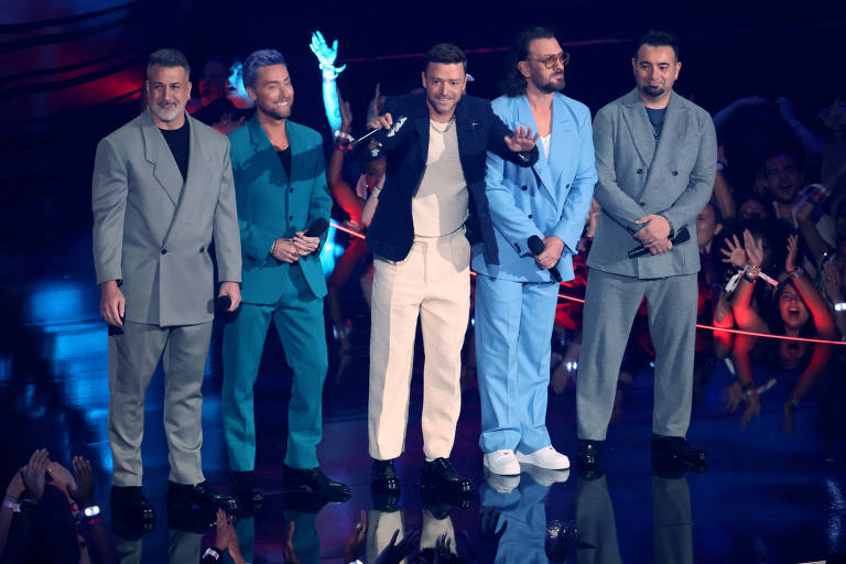 O 'N Sync durante aparição no Video Music Awards, da MTV americana, no ano passado