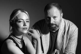The actress Emma Stone and the director Yorgos Lanthimos in West Hollywood, Calif., Nov. 17, 2023. (Thea Traff/The New York Times)