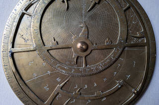 A brass astrolabe, which celestial observers used for 2,000 years to map the heavens, at the Fondazione Museo Miniscalchi-Erizzo, a museum in Verona, Italy, March 7, 2024. (Clara Vannucci/The New York Times)
