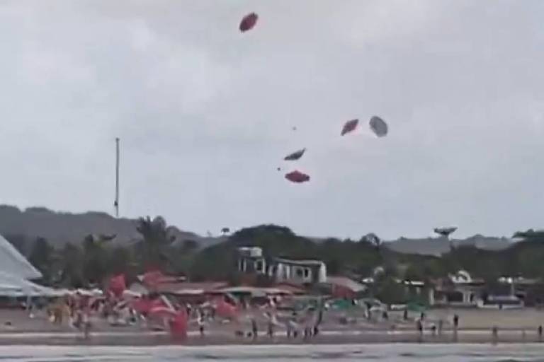 Ventania provoca estragos na praia de Genipabu (RN); veja vídeo