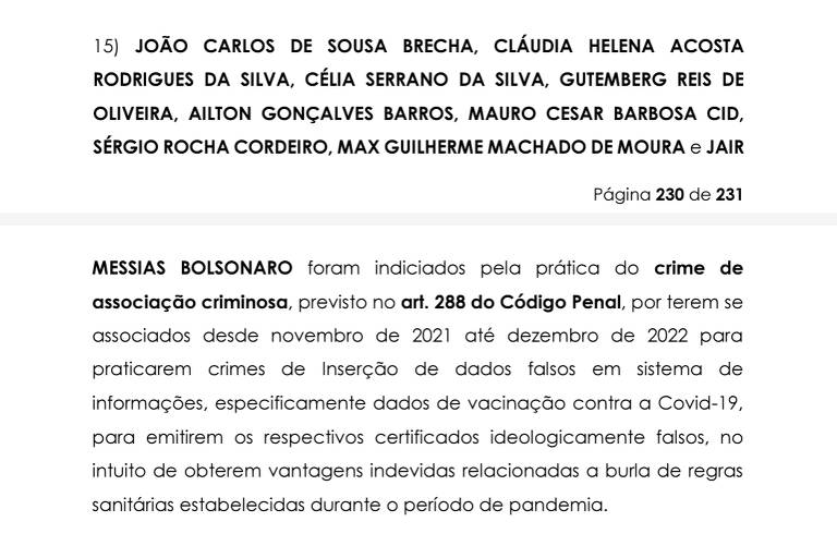 Indiciamento de Jair Bolsonaro (PL)
