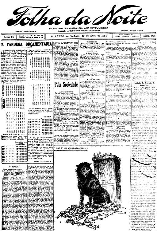 Primeira Página da Folha da Noite de 12 de abril de 1924