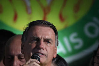Former Brazil's president Jair Bolsonaro attends a Partido Liberal (PL) political rally in Rio de Janeiro