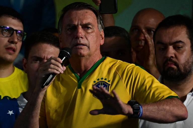 O ex-presidente Jair Bolsonaro (PL) fala em evento de lançamento da candidatura do deputado federal Alexandre Ramagem (PL-RJ) para a Prefeitura do Rio de Janeiro