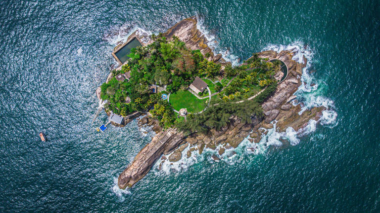 foto aérea de ilha dos arvoredos, em guarujá