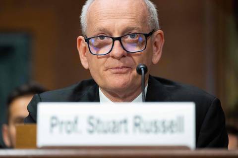 Stuart Russell, professor of computer science at the University of California, Berkley, testifies during a US Senate Privacy, Technology, and the Law Subcommittee hearing on 