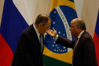 Os chanceleres Mauro Vieira (Brasil) e Sergey Lavrov (Rússia)