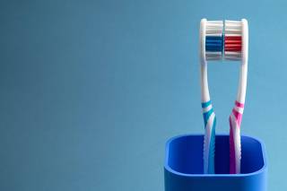 couple of toothbrushes in a plastic Åup