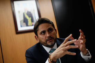 Ministro das Comunicações, Juscelino Filho, durante entrevista para Folha 