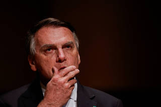Brazil's former President Jair Bolsonaro attends an event at the Municipal Theatre in Sao Paulo
