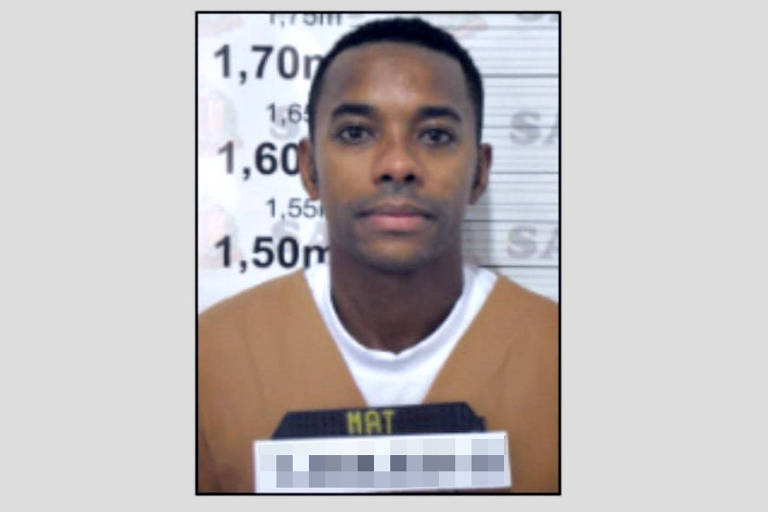 SAP divulga "mugshot" de Robinho, imagem feita ao ingressar no sistema prisional; ex-jogador está preso na Penitenciária 2 de Tremembé, desde a última sexta-feira (22 de março), onde cumpre pena por participação em um estupro coletivo