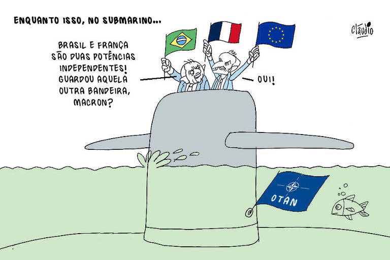 Lula e Macron no submarino das águas ocidentais