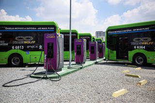 Sistema de carregamentos de ônibus elétricos da empresa Transwolff, na zona sul de São Paulo 