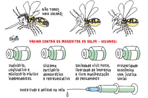 No alto: Aedes Bolsonarus, Aedes Braga Nettus e Aedes Helenus