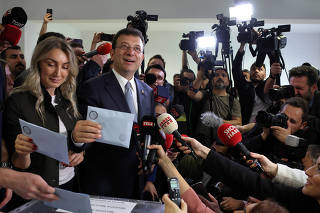 Istanbul Mayor Imamoglu votes during the local elections