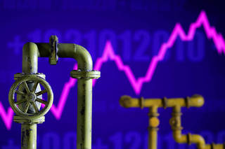 FILE PHOTO: Illustration shows natural gas pipeline and rising stock graph