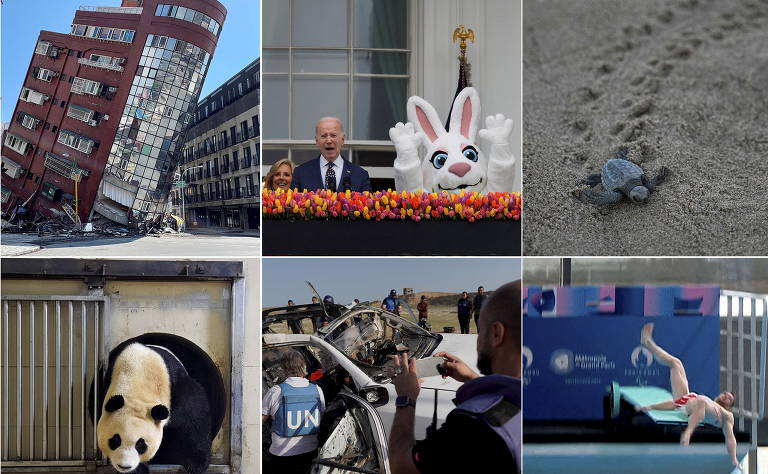 O mundo em 15 fotos; Terremoto em Taiwan, Joe Biden, guerra entre Israel e Hamas