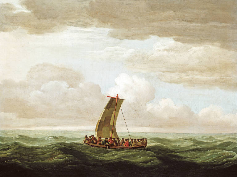 Pintura do século 18 mostra barco de transporte semelhante ao usado por sobreviventes do Wager