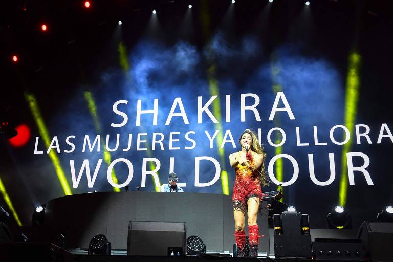 Shakira no Coachella 2024, durante anúncio de sua nova turnê, que começa em novembro