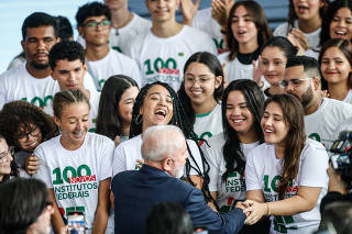 O presidente Luiz Inácio Lula da Silva em cerimônia de anúncio de cem novos institutos federais